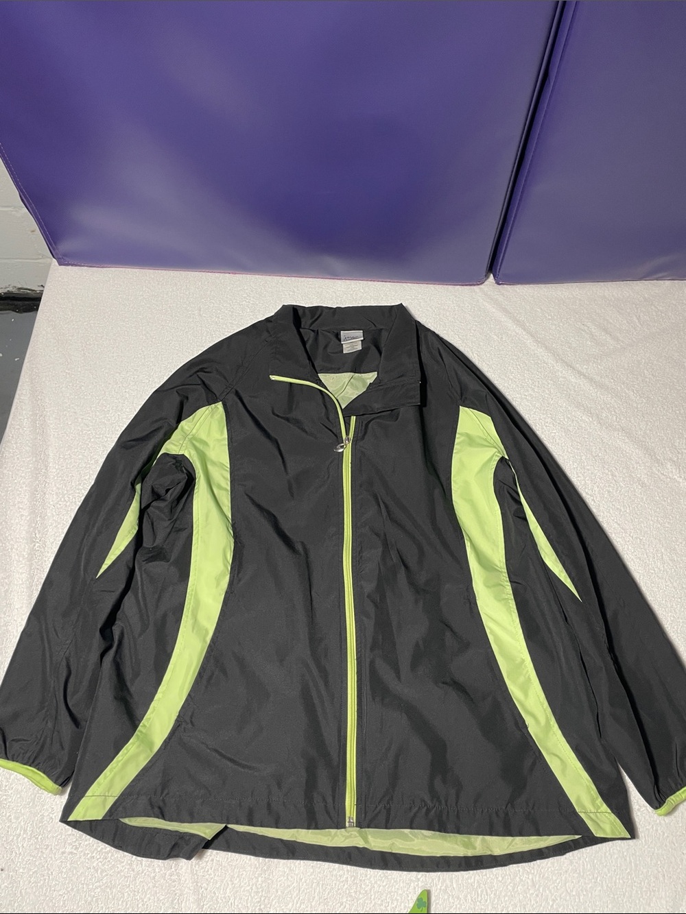 Just My Size Black Jacket with Lime Accent Utility Windbreaker